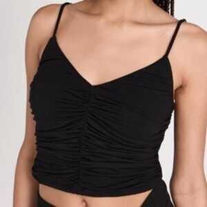 NEW Veronica Beard Black Ruched Sleeveless Crop Top